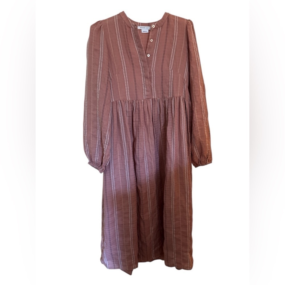 FRANCES HART / maternity Dobby Maternity Stripe Midi Dress pink long sleeve S